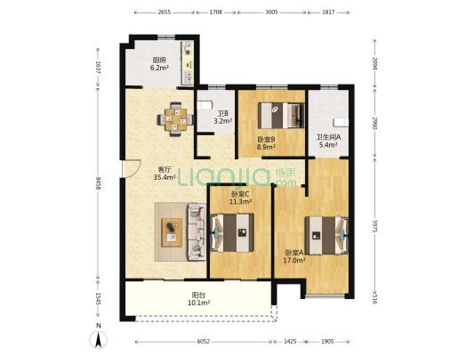 金悦·书院 3室1厅2卫 127平方