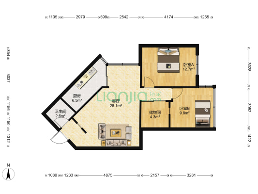 南明堂社区 2室1厅1卫 78平方