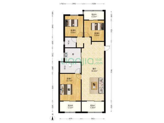 万科美景世玠 3室1厅2卫 130平方