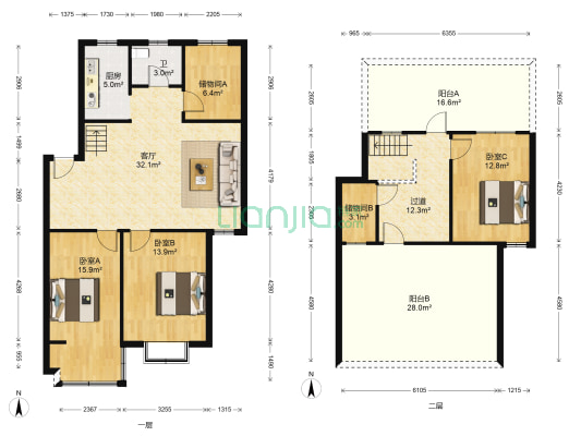 塘西新村 3室1厅1卫 130平方
