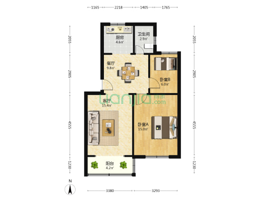 蒲塘苑 2室2厅1卫 69平方
