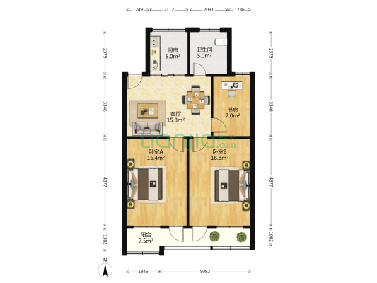 富仁小区 3室1厅1卫 90平方