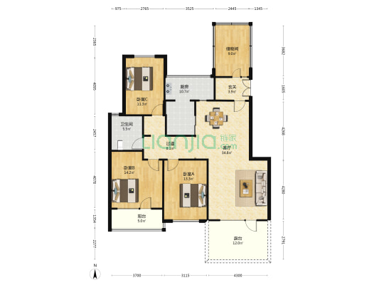 汇置尚都一期 3室1厅1卫 120平方