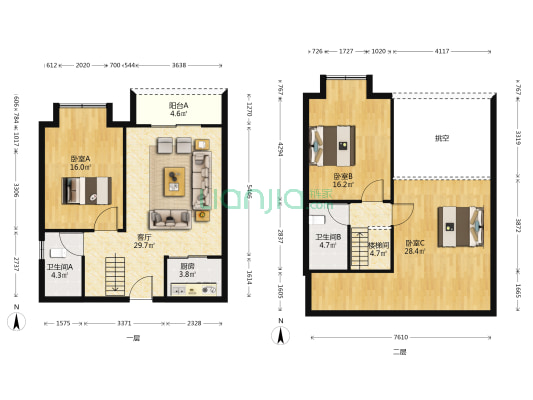 光耀荷兰水乡三期二组团 3室1厅2卫 75平方