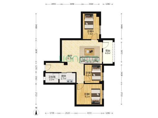 社学东路 3室1厅1卫 68平方