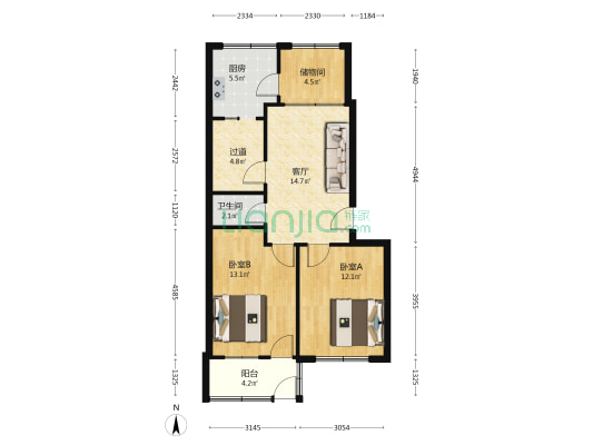 虞河路3040号 2室1厅1卫 62平方