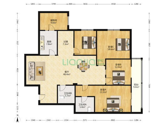 欣苑大厦 4室1厅2卫 204平方