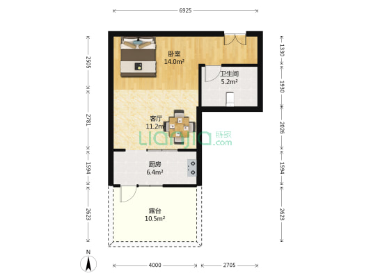 奥莱新天地 1室1厅1卫 51平方