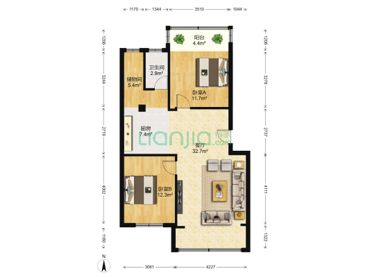 万秀小区东区 2室1厅1卫 82平方
