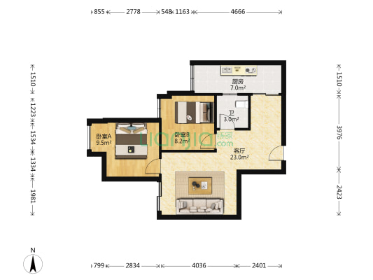 康泰家园小区 2室1厅1卫 65平方