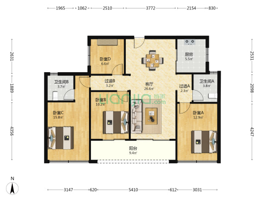 滨江芳翠锦绣府 4室1厅2卫 123平方