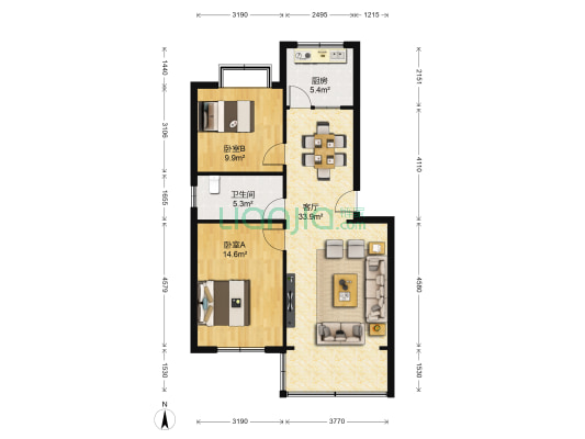兰棉家属院 2室1厅1卫 87平方