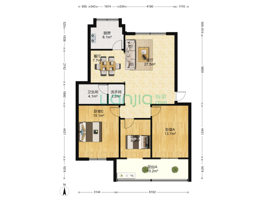 化建新村 3室2厅2卫 114平方