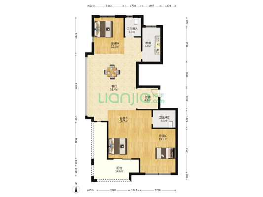 和煦锦庭 3室1厅2卫 137平方