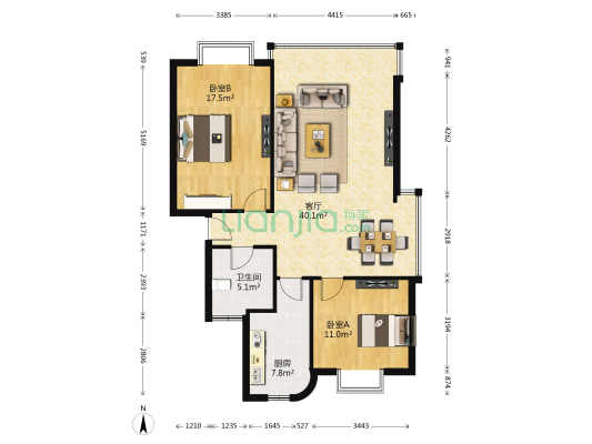 临江商住楼 2室1厅1卫 95平方
