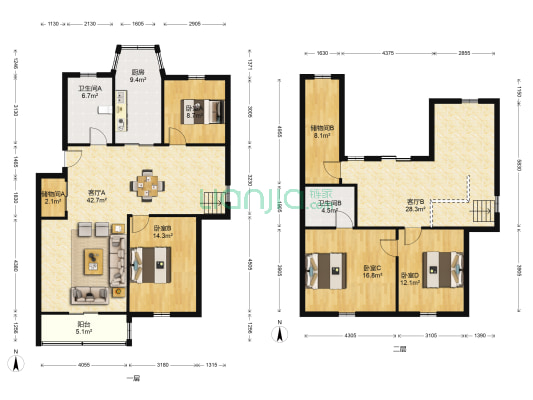星湖花园 4室2厅2卫 175平方