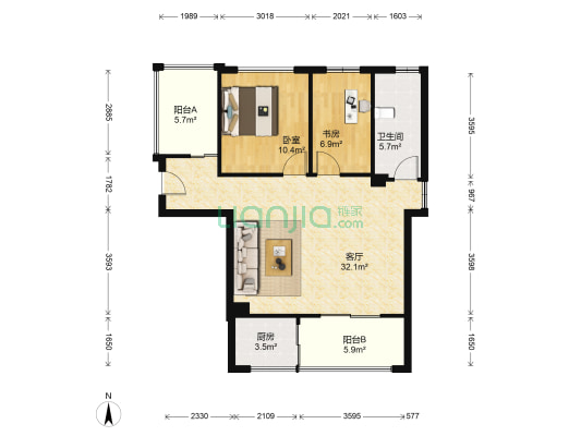 嘎纳印象 2室1厅1卫 80平方