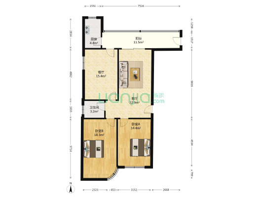 沙南街8号 2室2厅1卫 99平方