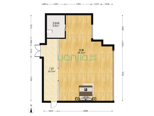 广银大厦 1室0厅1卫 129平方