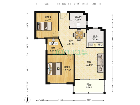 保利城一期 3室2厅1卫 86平方