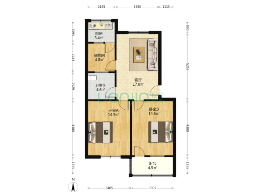 银河小区(魏都区) 2室1厅1卫 81平方