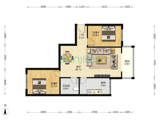 菱镁街2号 2室1厅1卫 84平方