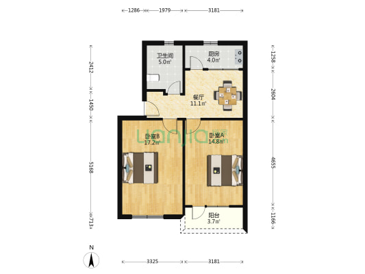 柳州路374弄 2室1厅1卫 69平方
