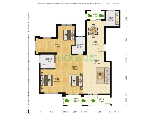 悦城花苑 3室2厅2卫 175平方