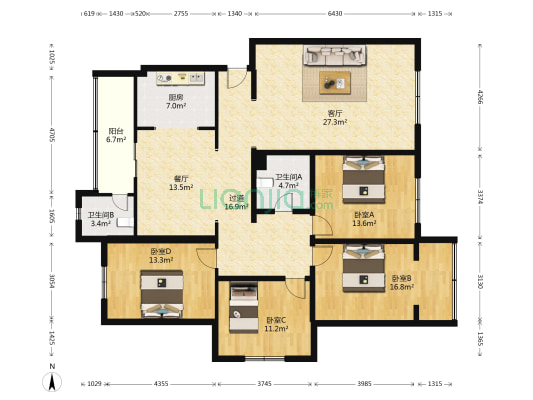大观街172号 4室2厅2卫 155平方