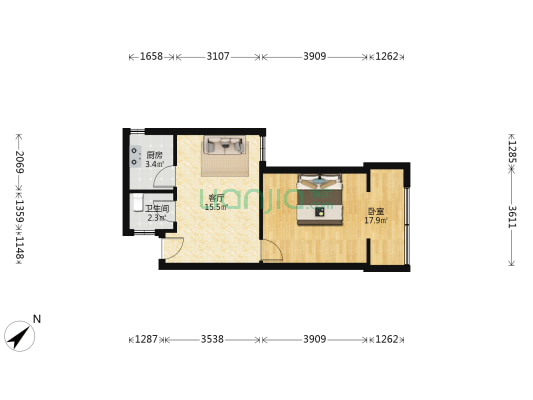 长春街56号 1室1厅1卫 48平方