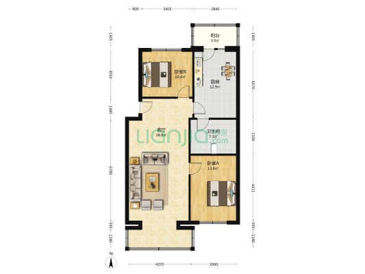 春城房管所宿舍 2室1厅1卫 108平方