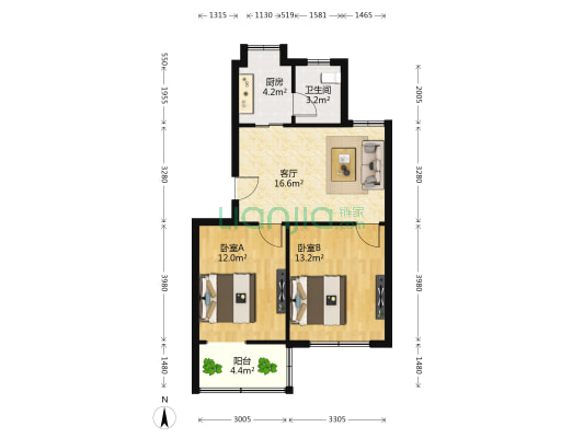 安石路公交宿舍 2室1厅1卫 67平方