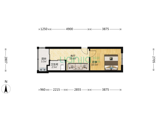 南共济街三段2号 1室1厅1卫 39平方