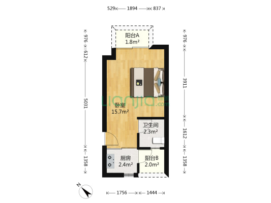 碧海富通城三期 1室0厅1卫 40平方