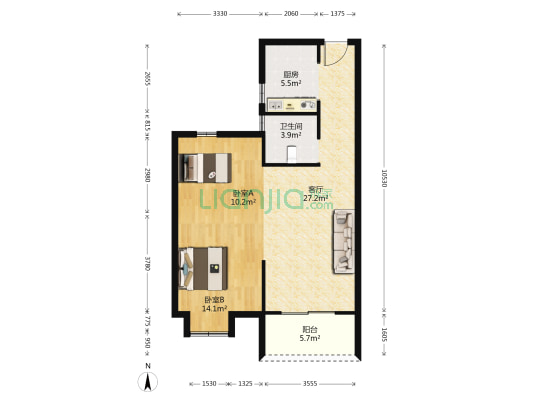 徐戎佳苑 2室1厅1卫 85平方