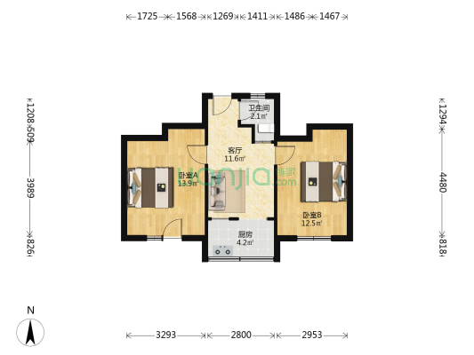 东明路北122号院 2室1厅1卫 52平方