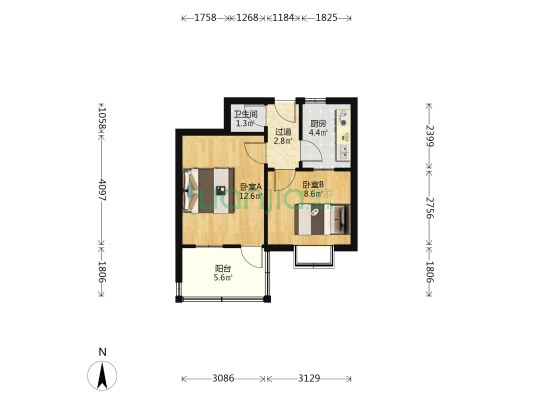 经八路10-1号 2室0厅1卫 42平方