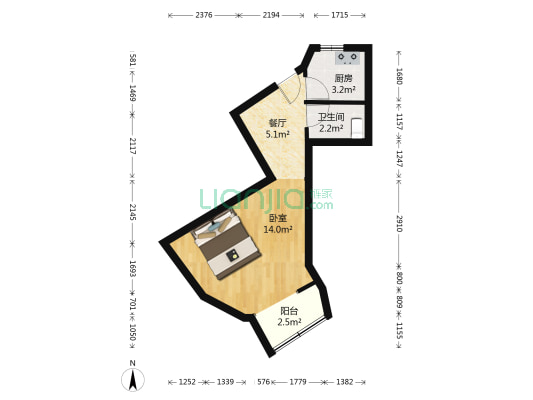 燃气大厦（白银路） 1室1厅1卫 28平方