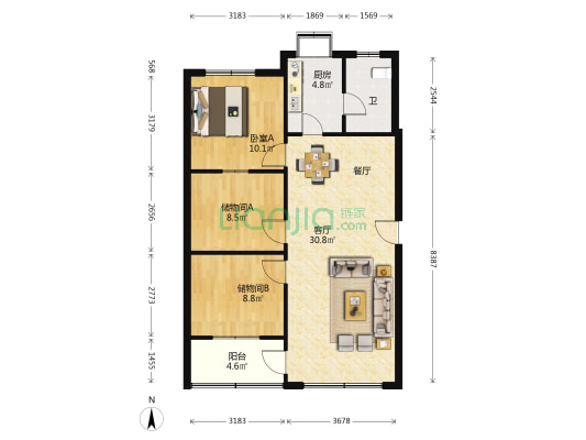新合四村 1室1厅1卫 84平方