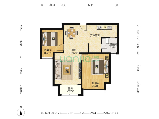 东宝康园 2室1厅1卫 82平方