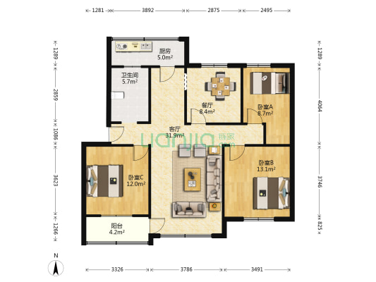 临天八弄31号 3室2厅1卫 102平方