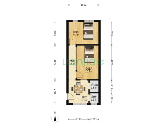 建材小区 2室1厅1卫 32平方