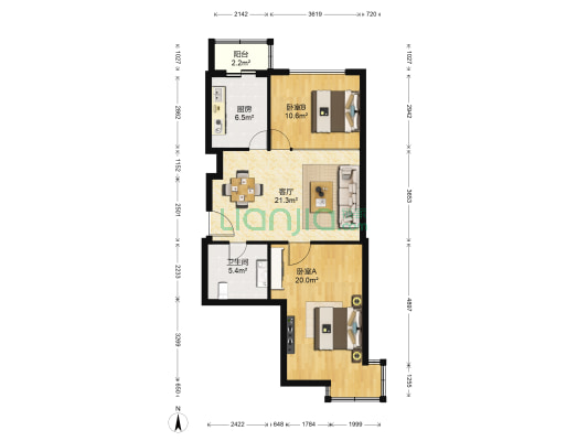 那尔水晶城 2室1厅1卫 86平方