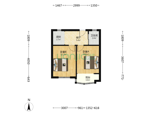 城中西路27号 2室1厅1卫 46平方