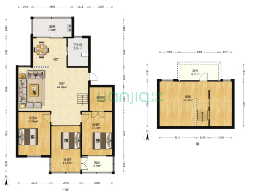 三茅宫新村一区北区 3室1厅1卫 120平方