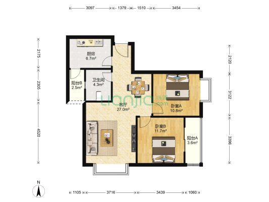 红锦大道554号 2室1厅1卫 87平方