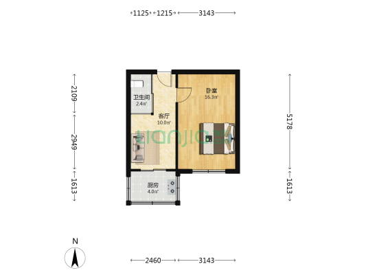 爱民社区 1室1厅1卫 40平方