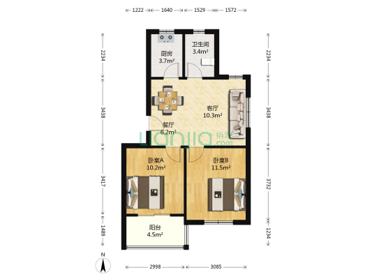 秀圣花苑西区 2室2厅1卫 71平方