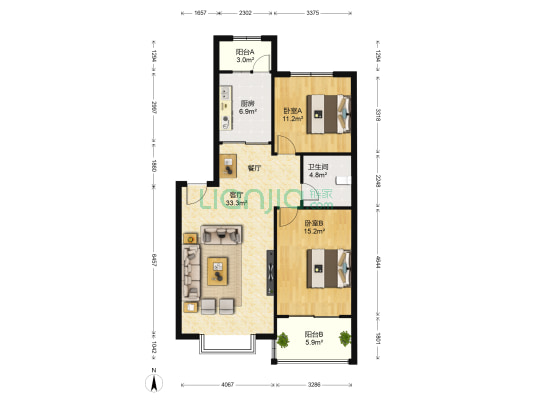圣达公馆住宅楼 2室1厅1卫 120平方