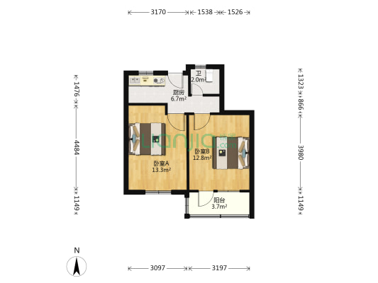 张杨路370弄 2室0厅1卫 49平方
